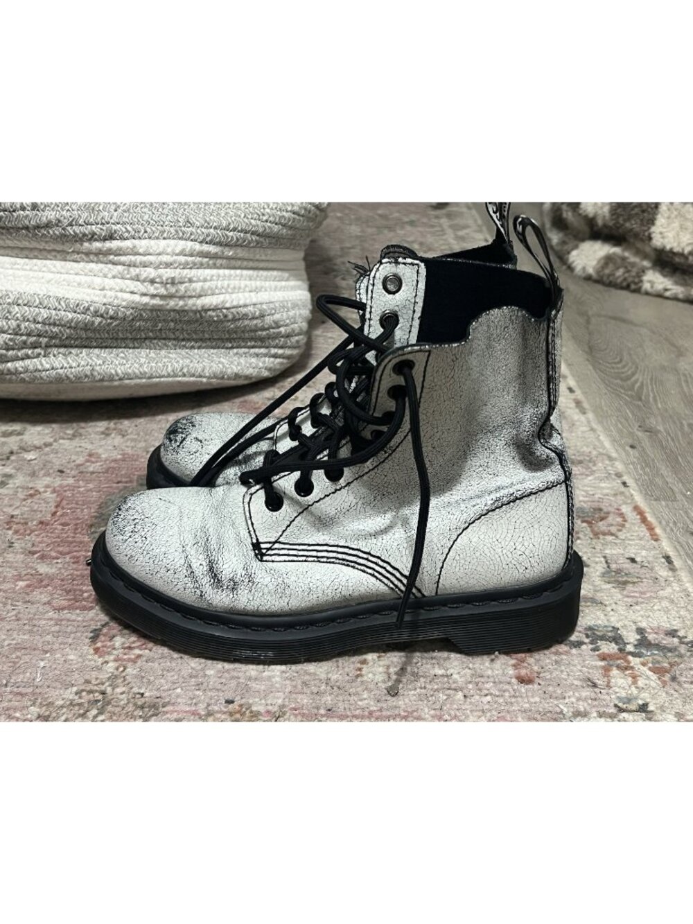 Dr. Martens Pascal Distressed White Crackle Women's US Size 6 LTD ED